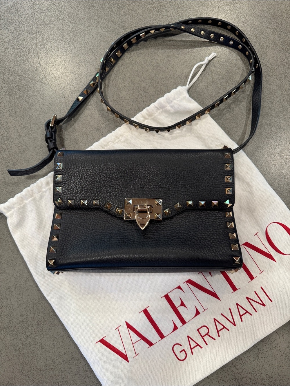 Valentino Garavani Rockstud Small Shoulder Bag Black Leather Crossbody